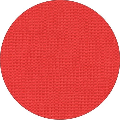 Um círculo vermelho apresenta uma textura semelhante a uma grade, inspirada pela toalha de mesa PAPSTAR, tecido "ROYAL Collection" 120x180 cm da PAPSTAR GmbH, cobrindo toda a sua superfície.