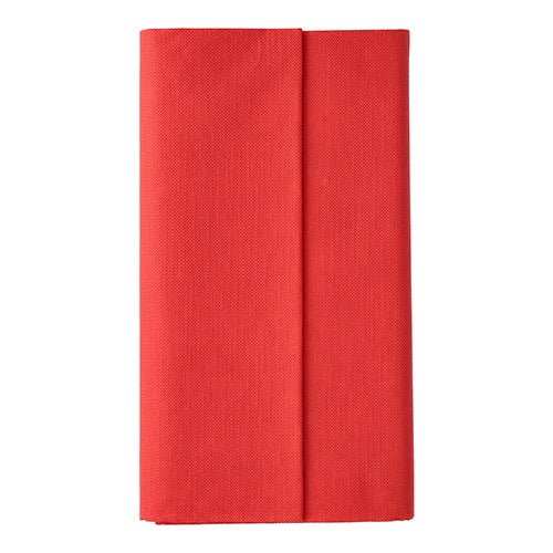 Uma toalha de mesa vermelha (120 x 180 cm) de material de tecido da "ROYAL Collection" da PAPSTAR GmbH destaca-se lindamente de um fundo branco simples e confere à mesa uma elegância frequentemente associada a toalhas de mesa de alta qualidade.