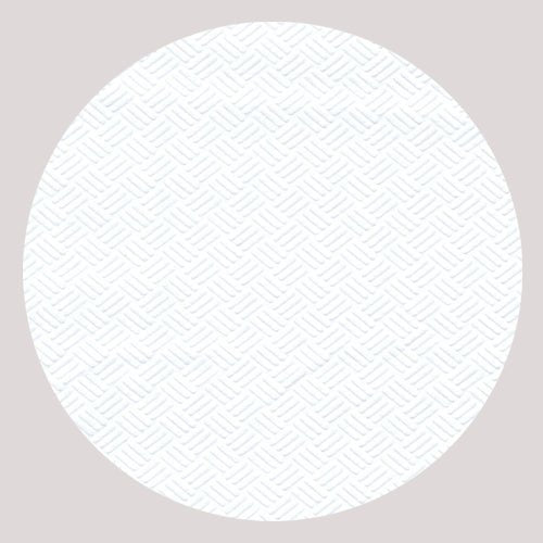 Um círculo branco com um padrão discreto de cruz de losangos, inspirado na toalha de mesa PAPSTAR (papel, branco, 8 m x 118 cm), está centralizado em um fundo cinza claro. Linhas azuis finas formam uma grade uniforme que reflete o design da PAPSTAR GmbH.