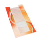 Um saco de faixa de visualização Starpak branco "Fresh & Tasty" (33 x 16 x 8,7 cm) com design laranja-amarelo mostra seu conteúdo através de uma janela central transparente. O pacote contém 1000 sacos em filme retrátil.