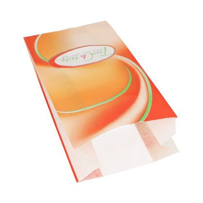 Um Starpak 1000 sacos de faixa de visualização (33x16x8,7 cm) em branco com design "Fresh & Tasty" está deitado aberto em um fundo branco, ideal para armazenamento de alimentos. Feito de filme retrátil. O pacote contém 1000 sacos.