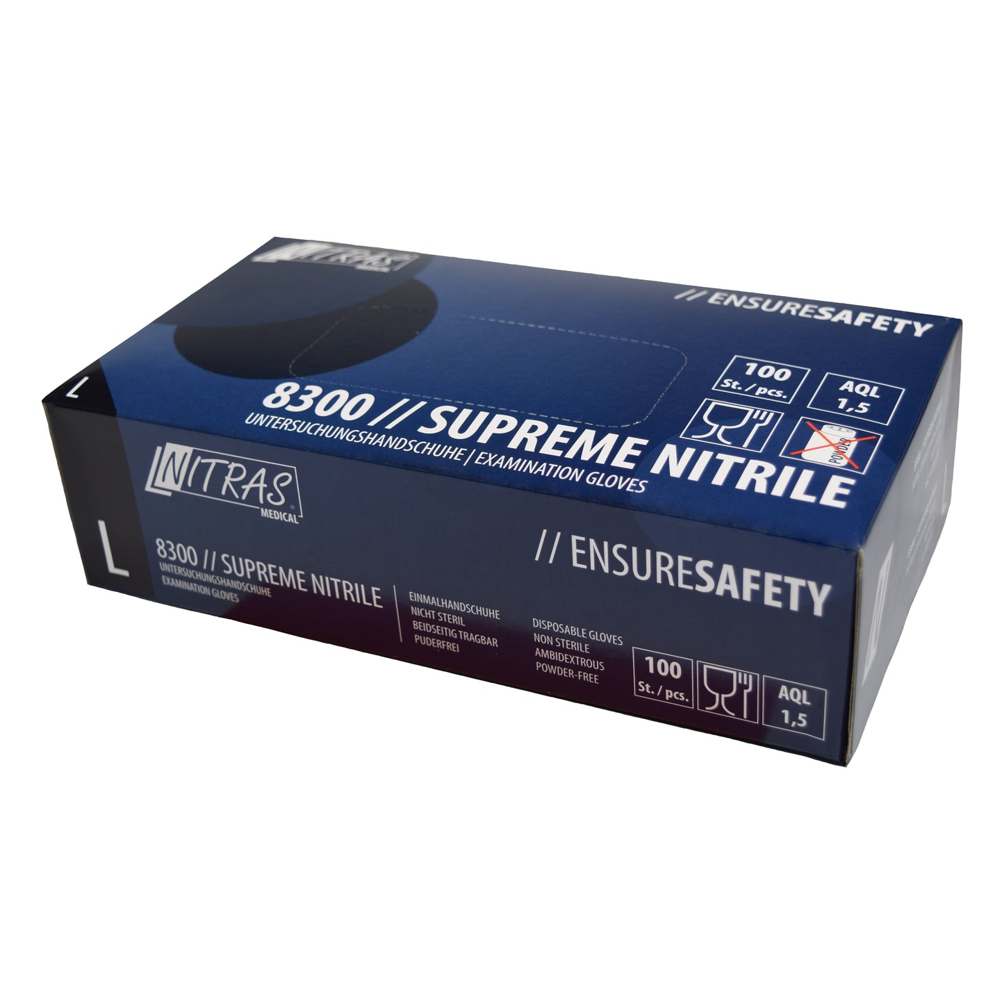 NITRAS SUPREME NITRILE, luvas descartáveis de nitrilo, azuis