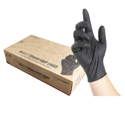 NITRAS TOUGH GRIP LIGHT, luvas descartáveis de nitrilo, pretas