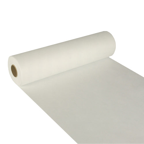 O corredor de mesa Starpak "Soft Selection" (24 m x 40 cm) é um rolo de velo branco, semelhante a tecido, com um núcleo de papelão castanho - ideal como um corredor de mesa estiloso para qualquer ocasião.