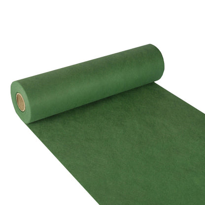 Um rolo parcialmente desenrolado de corredor de mesa Starpak, semelhante a tecido, velo "soft selection" (24 m x 40 cm), em verde, está retratado sobre um fundo branco. O material espesso tem uma textura lisa, semelhante a tecido.