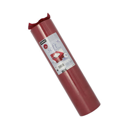 Um corredor de mesa Starpak enrolado, semelhante a tecido, velo "Soft Selection" (24 m x 40 cm), mostra no meio um rótulo com a marca Starpak e detalhes do produto.