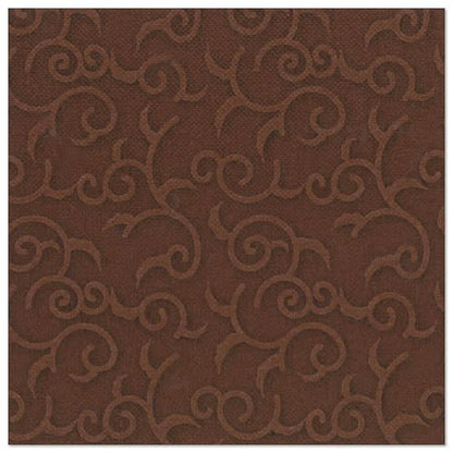 Os PAPSTAR 50 Guardanapos "ROYAL Collection" 1/4-dobra 40 x 40 cm em marrom da PAPSTAR GmbH são adornados com um padrão em relevo de arabescos, que proporciona um toque texturizado e elegante - perfeito para a mesa posta.