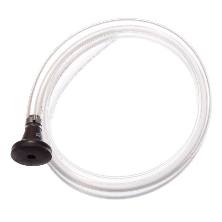 A mangueira de enchimento universal da Diversey Deutschland GmbH & Co. OHG, ideal para o enchimento fácil do tanque de água limpa no swingo 1255 E, é uma mangueira transparente e flexível, equipada com uma ventosa preta em uma extremidade, mostrada sobre um fundo branco. Embalagem: 1 peça.