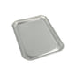 As Starpak 5 Servierplatten, Alu eckig 35 cm x 26 cm, são tabuleiros de alumínio retangulares com borda ligeiramente elevada e parte inferior texturizada, ideais para a gastronomia, embalados higienicamente em película retrátil.