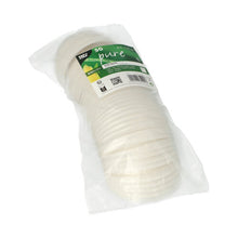 Um conjunto de 50 tampas redondas C-PLA brancas (2,1 cm de altura) da PAPSTAR GmbH, embaladas de forma organizada com símbolos de reciclagem e compostagem, oferece uma solução ecológica e biodegradável.