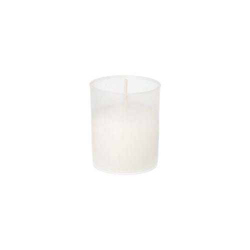 As velas transparentes Starpak 4 Partylichte Ø 5 cm · 6,5 cm (4 peças) são fornecidas em suportes cilíndricos transparentes com pavios visíveis – ideal da Starpak para ocasiões especiais, apresentadas sobre um fundo branco simples.