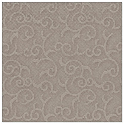 O guardanapo quadrado da "ROYAL Collection" da PAPSTAR GmbH (20 Guardanapos, 1/4-dobra, 40x40 cm) exibe um padrão de videira elegante e elevado em taupe claro, ideal para decoração de mesa sofisticada.