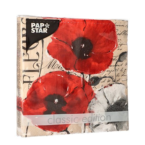 A PAPSTAR GmbH oferece um pacote de 20 guardanapos de 3 camadas (33x33cm, 1/4-dobra) no design conjunto floral 5.