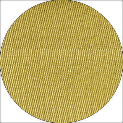 Uma imagem de close-up da toalha de mesa Starpak, semelhante a tecido, Vlies "soft selection plus" mostra uma mancha circular de tecido amarelo com estrutura de tecelagem diagonal. O tecido parece suave e densamente tecido sobre um fundo branco.