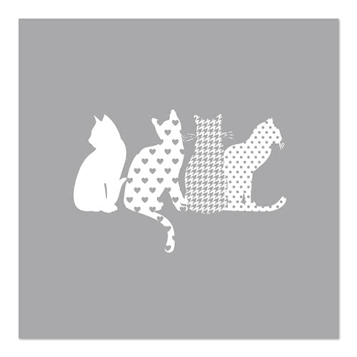 Quatro silhuetas de gatos brancos com diferentes padrões adornam estes PAPSTAR GmbH 20 guardanapos, 33x33 cm, 3-camadas, 1/4-dobra design conjunto 5.