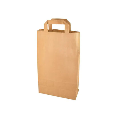 Uma PAPSTAR 50 sacola da PAPSTAR GmbH feita de papel com alças está em pé em um fundo branco e destaca seu design simples e ecológico.