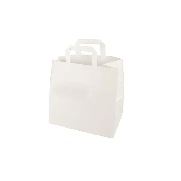 As PAPSTAR 50 sacolas da PAPSTAR GmbH são simples sacos de papel branco com alças planas - uma escolha ecológica para uso diário.