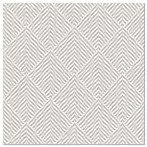Um padrão geométrico repetitivo de formas de losangos cinza claro com linhas Chevron sobre branco, ideal para PAPSTAR 50 guardanapos "ROYAL Collection" 1/4-dobra 40 x 40 cm cinza da PAPSTAR GmbH.