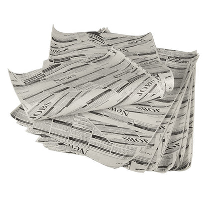 Uma pilha de PAPSTAR 5 papéis de embrulho "Newsprint" da PAPSTAR GmbH (3cm x 2cm) com as inscrições "NEWS" e "JOBS" está sobre um fundo branco, que lembra papéis de embrulho tradicionais.