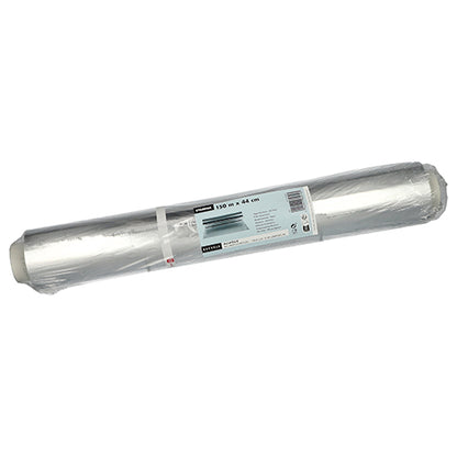 Um rolo de papel alumínio solto da marca Starpak, em uma embalagem com rótulo branco com detalhes do produto, está sobre uma superfície branca.