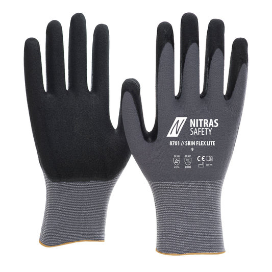 NITRAS SKIN FLEX LITE, luvas de montagem, cinza / preto