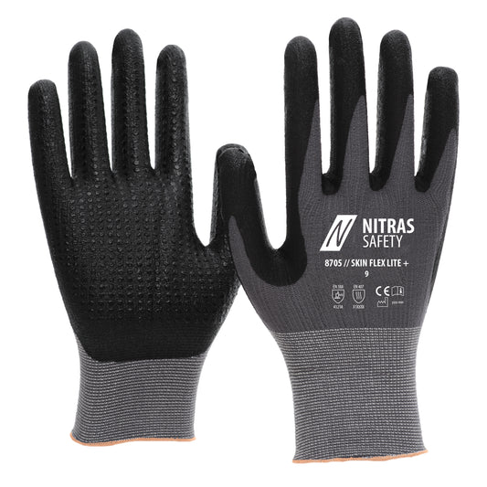 NITRAS SKIN FLEX LITE+, luvas de montagem, cinza / preto