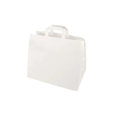 As PAPSTAR 50 sacolas da PAPSTAR GmbH são sacos de papel branco ecológicos com alças planas e lados retangulares - ideais para transportar objetos.