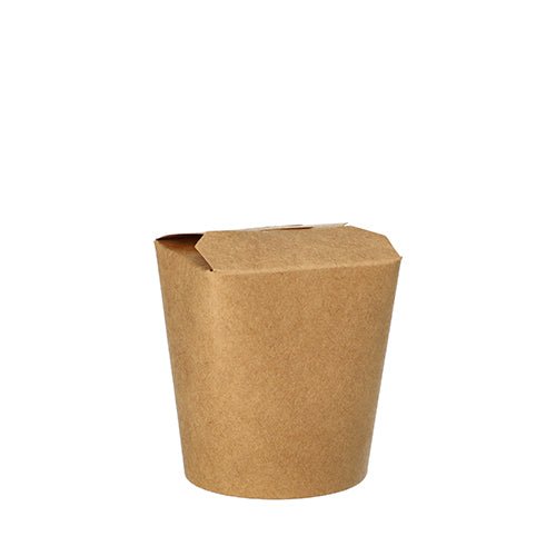Uma caixa de lanche da PAPSTAR GmbH de papelão marrom, quadrada e com tampa dobrada, do conjunto de 25 "PAPSTAR 25 Snackboxen", fotografada sobre um fundo branco.