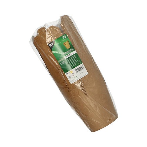 25 caixas de lanche da PAPSTAR GmbH, quadradas e marrons de papelão, em conjunto ecológico - embaladas em filme transparente com etiqueta verde e branca. Perfeito para lanches em movimento.