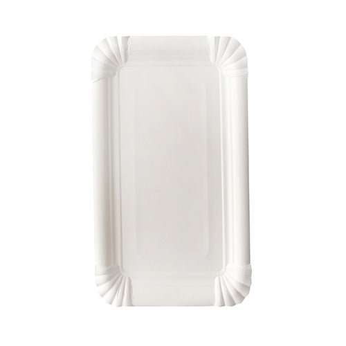 O PAPSTAR prato de papel quadrado 13x20 cm, branco, "pure" (12 peças) da PAPSTAR GmbH oferece uma opção retangular e ecológica com bordas onduladas e cantos arredondados - ideal para servir em festas.