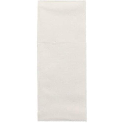 Um Starpak 100 Porta-talheres Airlaid Guardanapo (40x48 cm, com dobra para talheres) é apresentado desdobrado sobre um fundo branco e mostra uma linha de dobra - ideal para decoração de mesa ou como porta-talheres elegante.