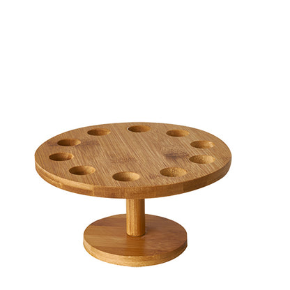 O suporte de bambu redondo para cones da PAPSTAR GmbH (Ø 18 cm) oferece espaço para 10 cones e é ideal para a apresentação elegante de alimentos e snacks.