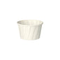 O copo de molho PAPSTAR redondo, 6,6 cm, branco, papel "puro" (100 unidades) da PAPSTAR GmbH é um copo de papel dobrável e ecológico para especiarias ou molhos, exibido vazio sobre um fundo branco simples.
