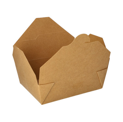 As 50 caixas de almoço "Papelão puro" marrom da PAPSTAR GmbH são recipientes de papelão biodegradáveis, marrons, retangulares, para transporte, com abas abertas, apresentados em um fundo branco simples.