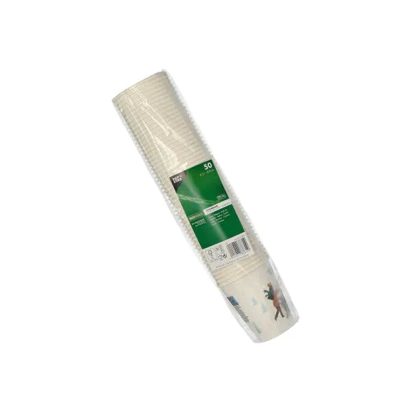 Uma pilha de 50 copos descartáveis de papel branco PAPSTAR de 0,2 l da PAPSTAR GmbH, parcialmente com uma pequena impressão - ideal como copos práticos para festas ou eventos.