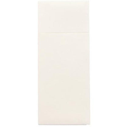 Os porta-talheres Starpak 100, Airlaid 40 cm x 33 cm com dobra para talheres, possuem um design liso, creme retangular com costura horizontal e são, portanto, ideais para uso em restaurantes.