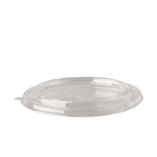 A PAPSTAR 50 tampa para tigelas de salada, redonda clara 2 cm de altura PLA da PAPSTAR GmbH é uma tampa transparente e plana com uma aba prática para fácil remoção – ideal como tampa ecológica para tigelas de salada.