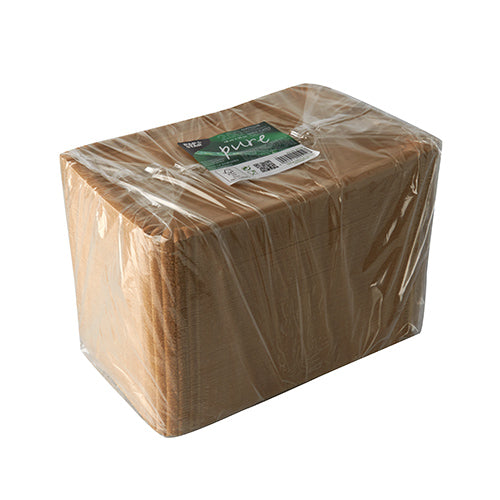 Uma pilha retangular PAPSTAR de 250 pratos, papelão "pure" retangular branco da PAPSTAR GmbH, pratos de papel brancos em embalagem plástica transparente com etiqueta verde e branca, feita de cartão de fibra virgem ecológica.