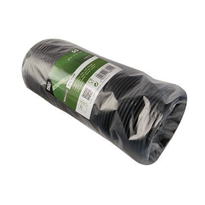 Ein Stapel PAPSTAR 50 Dom-Deckel, runde weiße C-PLA-Deckel (2,1 cm hoch) von der PAPSTAR GmbH, sicher verpackt in einer Klarsichtverpackung mit grün-weißem Etikett – eine umweltfreundliche Lösung für Ihre Pflanzenpflege.