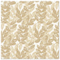 Die PAPSTAR GmbH "ROYAL Collection" 50 Servietten (40 x 40 cm, sand) zeigen ein dichtes Muster aus hellbraunen und beigen Blattzweigen auf Weiß, inspiriert von der Royal Collection, und eignen sich perfekt für elegante Tafeln.
