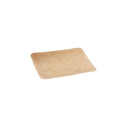O prato de fingerfood de bambu "pure" quadrado 8,5 cm (10 peças) da PAPSTAR GmbH é um prato retangular de bambu biodegradável com bordas curvas, ilustrado sobre um fundo branco simples.