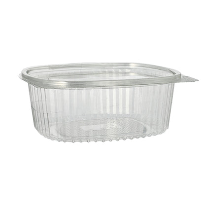 As Starpak 50 tigelas de iguarias e saladas com tampa dobrável, R-PET transparente oval, são recipientes de plástico transparente e ecológicos, ideais para saladas e iguarias – perfeitas para uma embalagem sustentável.