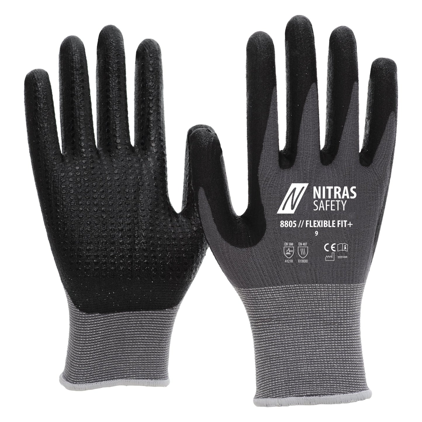 NITRAS FLEXIBLE FIT+, luvas de montagem, cinza / preto