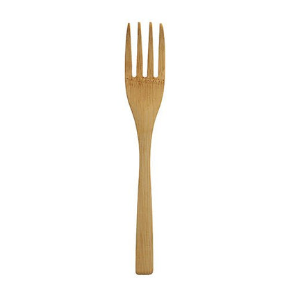Os garfos de bambu "pure" (16,5 cm) da PAPSTAR GmbH, mostrados em fundo branco, são garfos ecológicos e compostáveis com superfície lisa e cabo simples - 10 peças no saco.