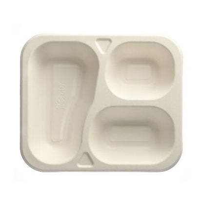 As PAPSTAR tigelas seladas de cana-de-açúcar, divididas em 3 partes, brancas (925 ml, 100 unidades), da PAPSTAR GmbH são biodegradáveis e oferecem soluções de embalagem sustentáveis para aplicações ambientalmente conscientes.