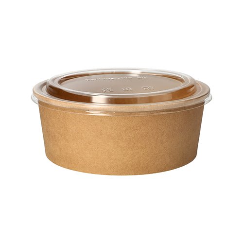 A tampa 50 para tigelas de salada, redonda clara 2 cm de altura PLA da PAPSTAR GmbH está representada em um fundo branco simples. Esta tampa clara e redonda de PLA é ideal para fechar tigelas de salada para levar ou para armazenar alimentos.