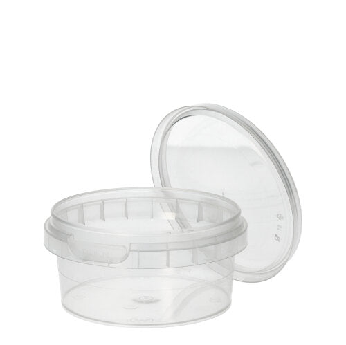 O copo delicatessen Starpak 38 é um recipiente PP redondo e transparente de 180 ml (Ø 9,5 cm, altura 4,5 cm) com fecho de originalidade e película retrátil - ideal para apresentar ou armazenar iguarias. O conjunto contém 38 peças.