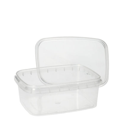 O Starpak 50 Feinkostbecher é um recipiente retangular e transparente de PP com tampa de originalidade da Starpak - perfeito para armazenar alimentos de forma fresca e segura.