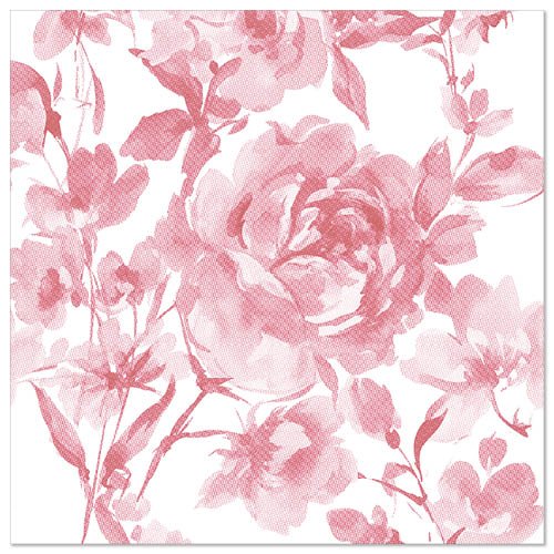 Um fundo cor de vinho com um padrão repetido de rosas e folhas em estilo aquarela proporciona um visual elegante, inspirado pelos PAPSTAR 50 guardanapos "ROYAL Collection" 1/4-dobra 40 x 40 cm da PAPSTAR GmbH.