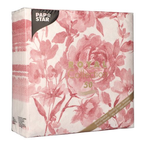 Um pacote com 50 PAPSTAR guardanapos "ROYAL Collection" 1/4-dobra, 40 x 40 cm, em cor de vinho da PAPSTAR GmbH.